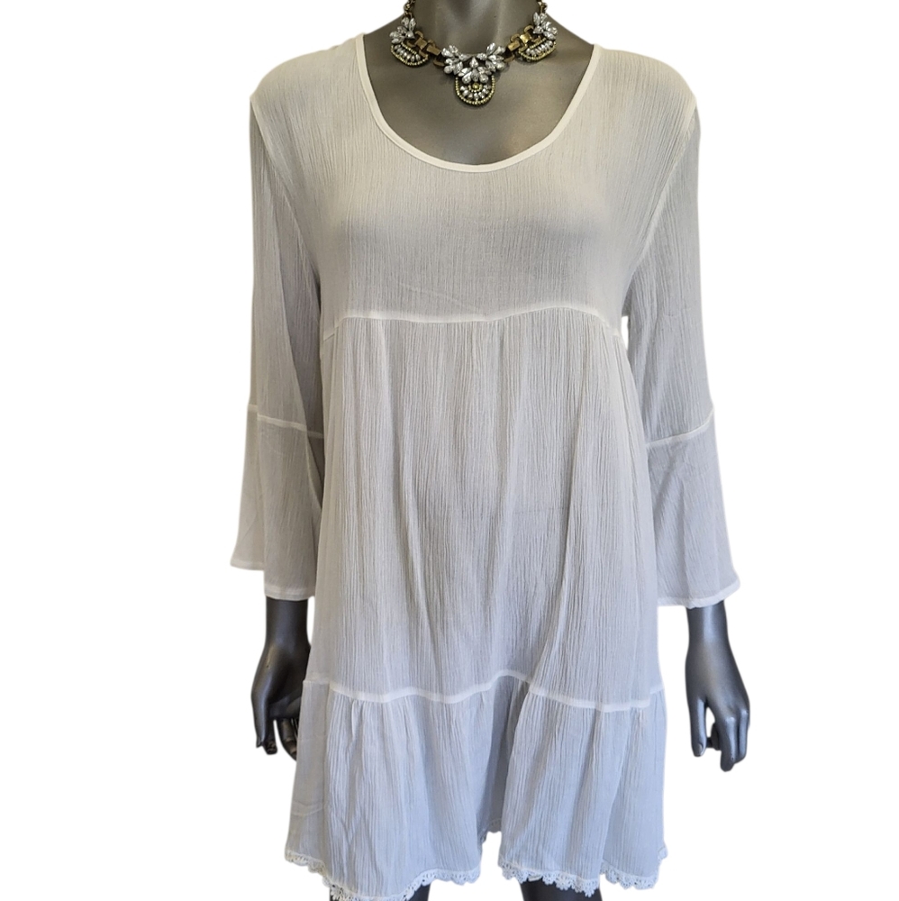 160B. Maroths Sheer Elegant White Women's Top - Size 5XL